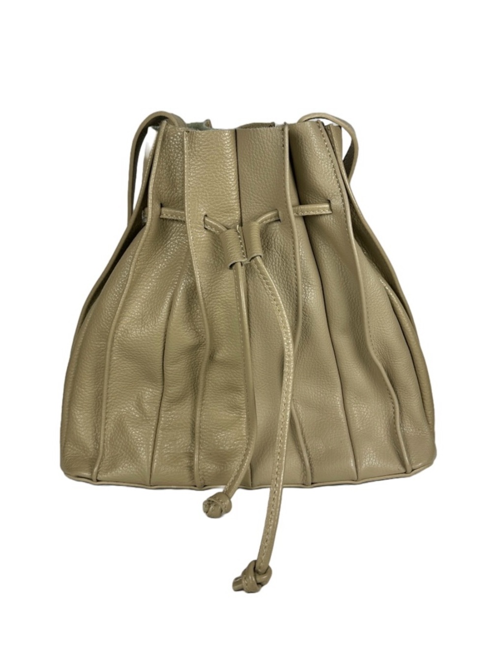 Firenze Artegiani Albiolo Beige Italian Leather Drawstring Bucket Bag